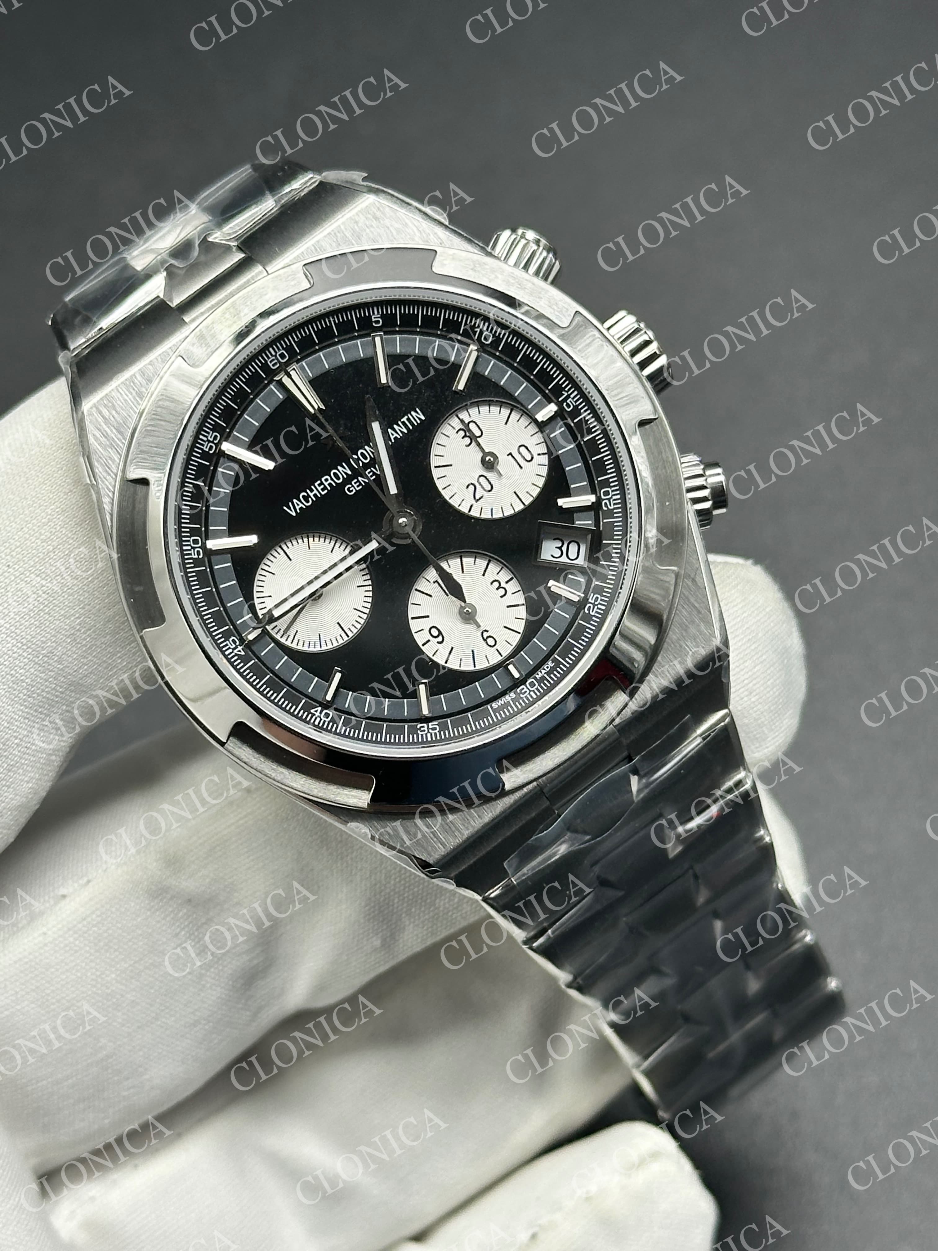 OVERSEAS 4520V SS BLACK/WHITE DIAL ON SS BRACELET A7750 — view 2
