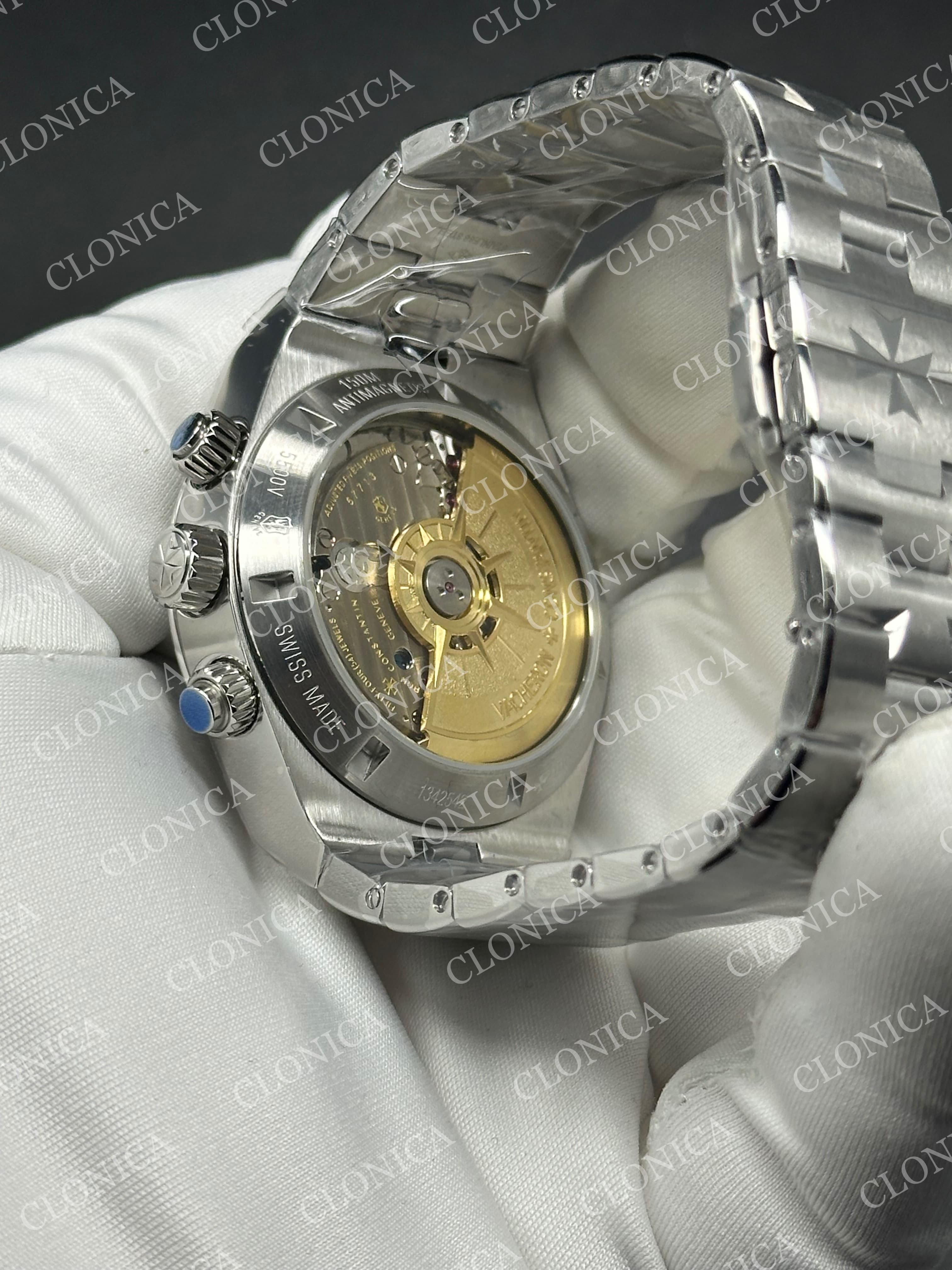 OVERSEAS 4520V SS BLACK/WHITE DIAL ON SS BRACELET A7750 — view 5